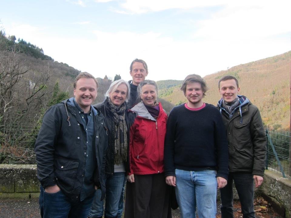 January retreat 2013 - Irish foreign correspondent Barry Malone, Canadian writer Laurie Lepik, Dutch travel writer Harald Van Gils, American writer Holly Wilkinson, English poet James Fletcher and American writer Nicholas Szczepanik - La Muse