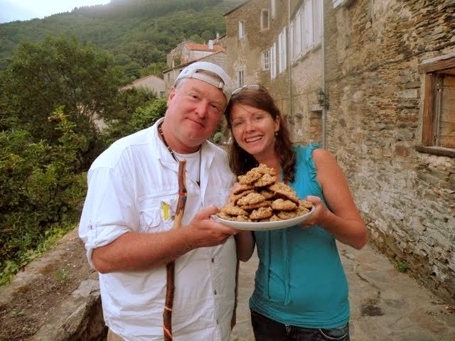 Robert Olmstead, American novelist, and Julianne Mooney, Irish writer, sample Bob's famous chocolate chip oatmeal cookies!