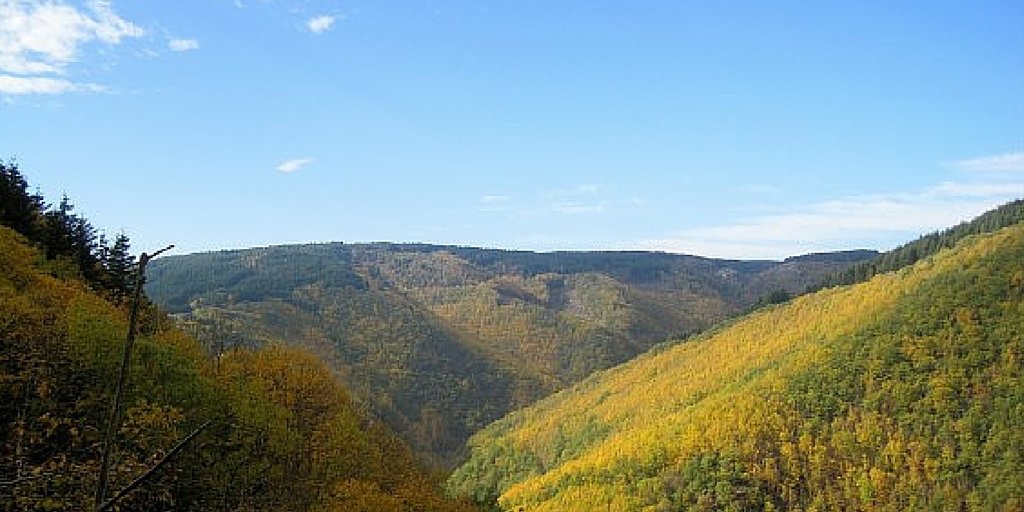 The view of the valley in autumn from La Muse artists and writers retreat in France